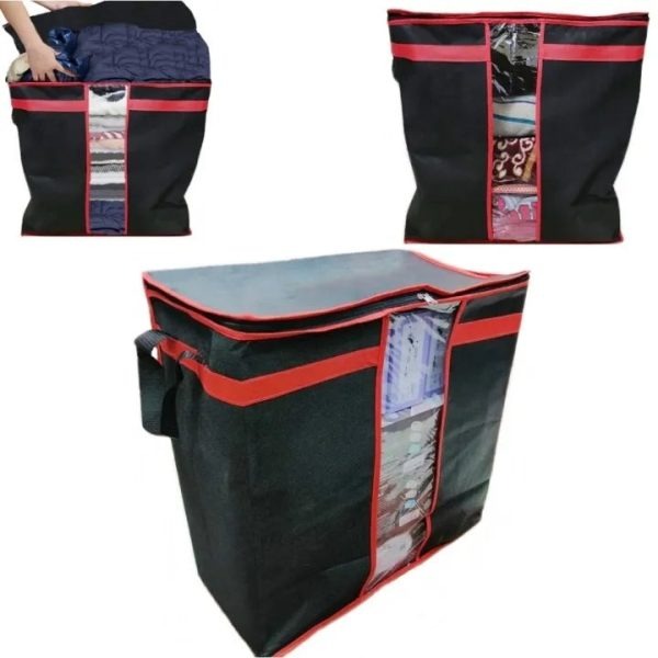 Pack of 4 Black Storage Blanket Bag Organizer