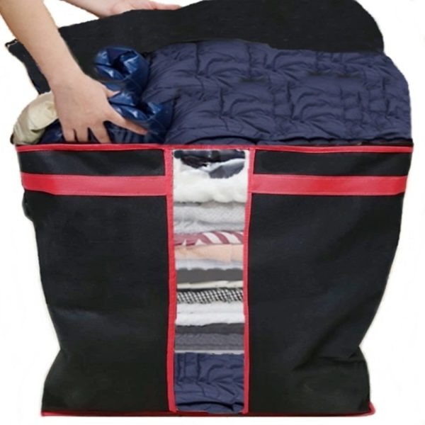 Pack of 4 Black Storage Blanket Bag Organizer