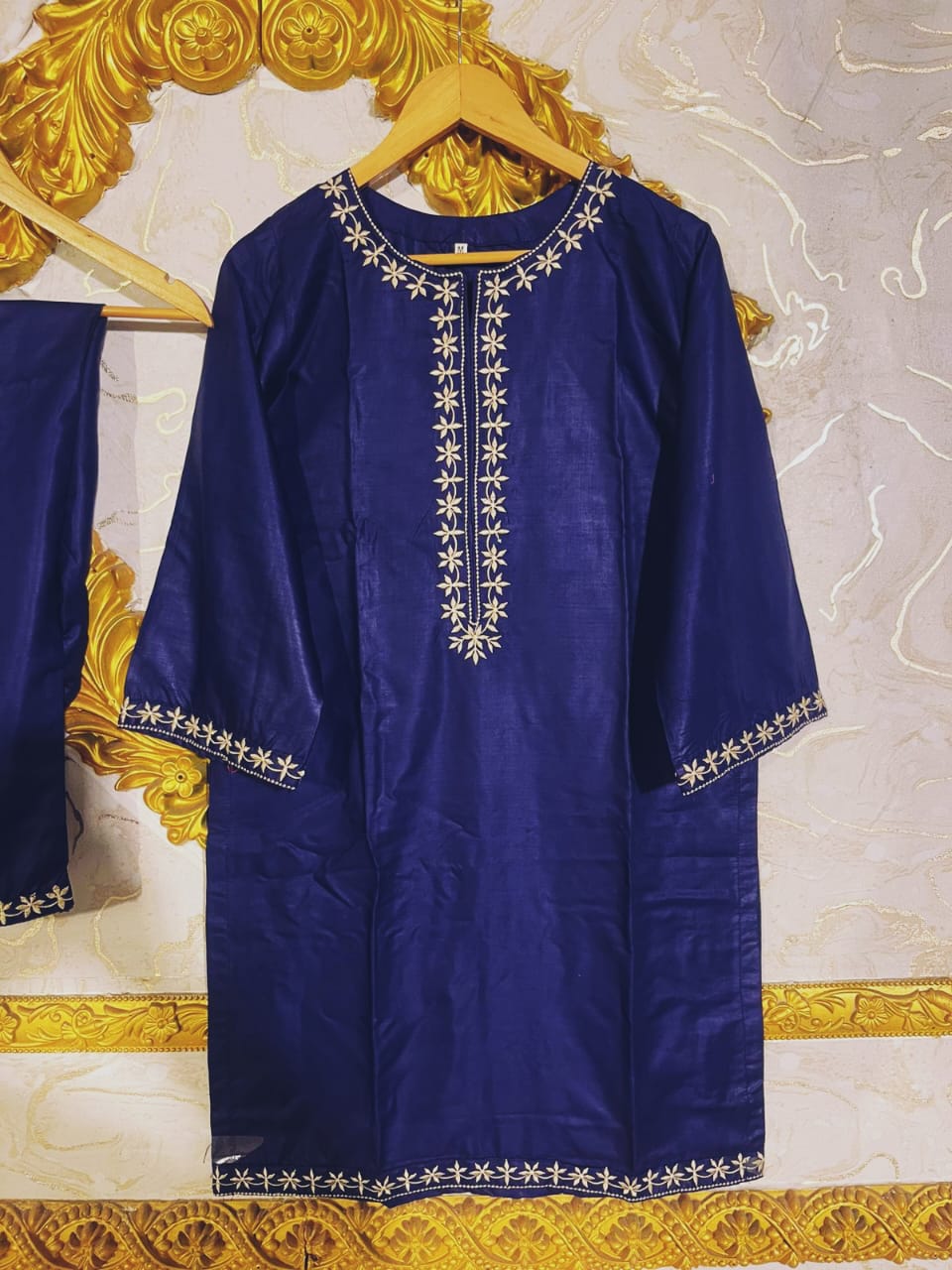 2pcs Stitched Suits Embroidered Linen Shirt And Trouser