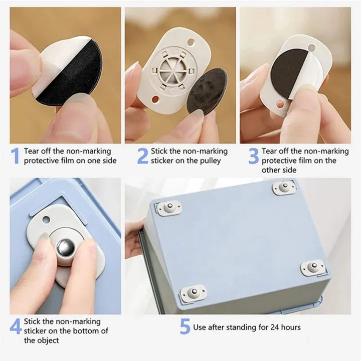 Quality Furniture Moving Wheel - [4 Pcs] | Stainless Steel Mini