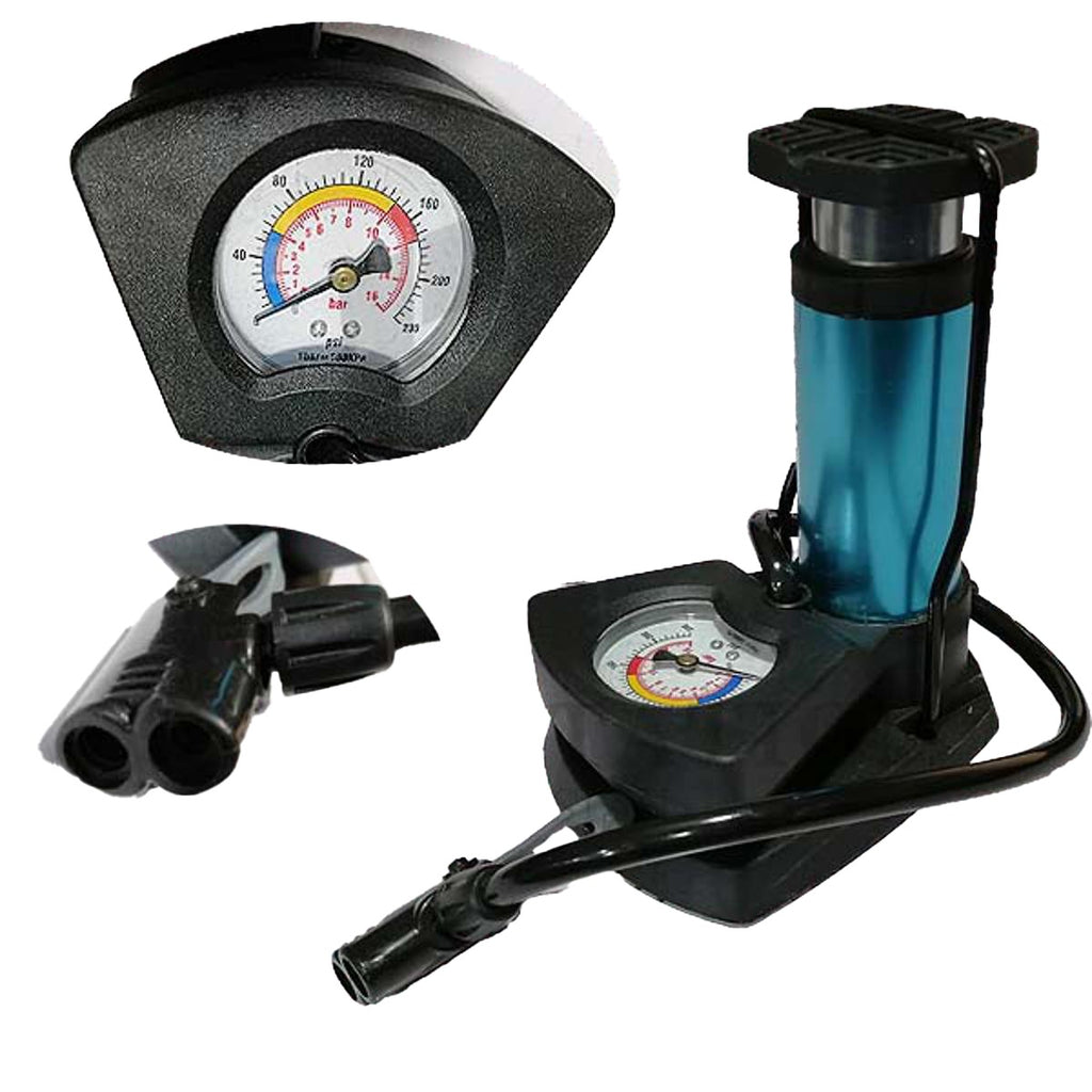 Foot And Hand Air Pump With Air Pressure Gauge – Fast Portable