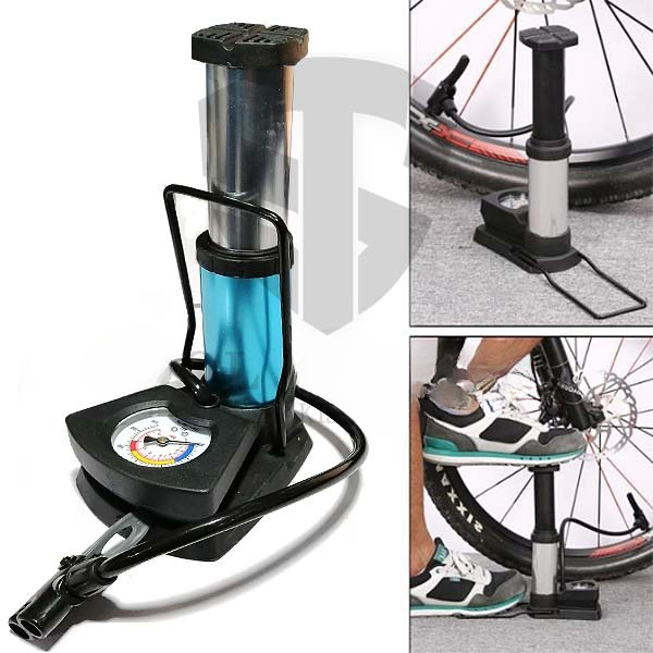 Foot And Hand Air Pump With Air Pressure Gauge – Fast Portable