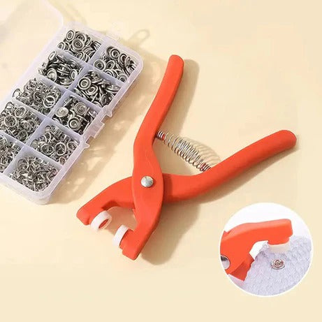 Heavy Duty Eyelet Punch Plier Tool (With 50 Buttons)